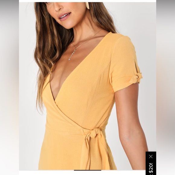Lulus mustard wrap dress - Picture 2 of 8